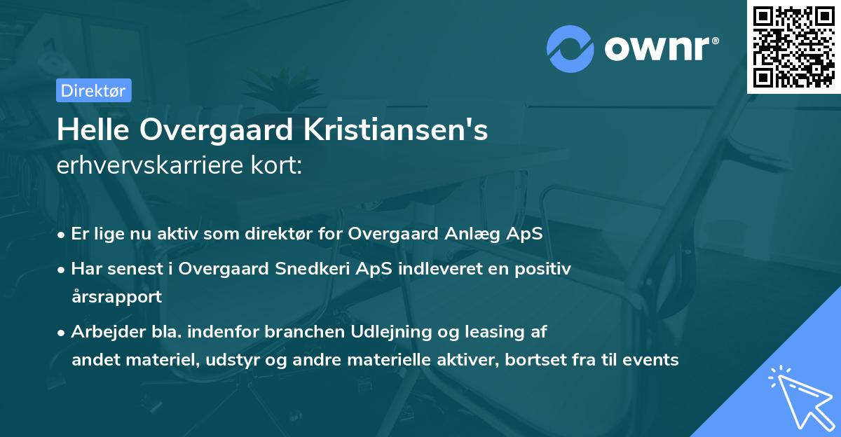 Helle Overgaard Kristiansen's erhvervskarriere kort