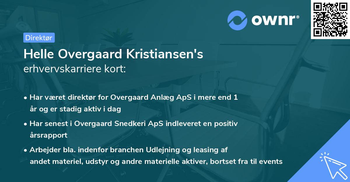 Helle Overgaard Kristiansen's erhvervskarriere kort