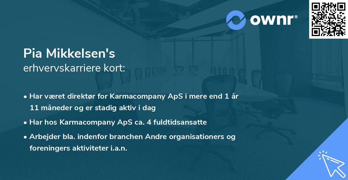 Pia Mikkelsen's erhvervskarriere kort