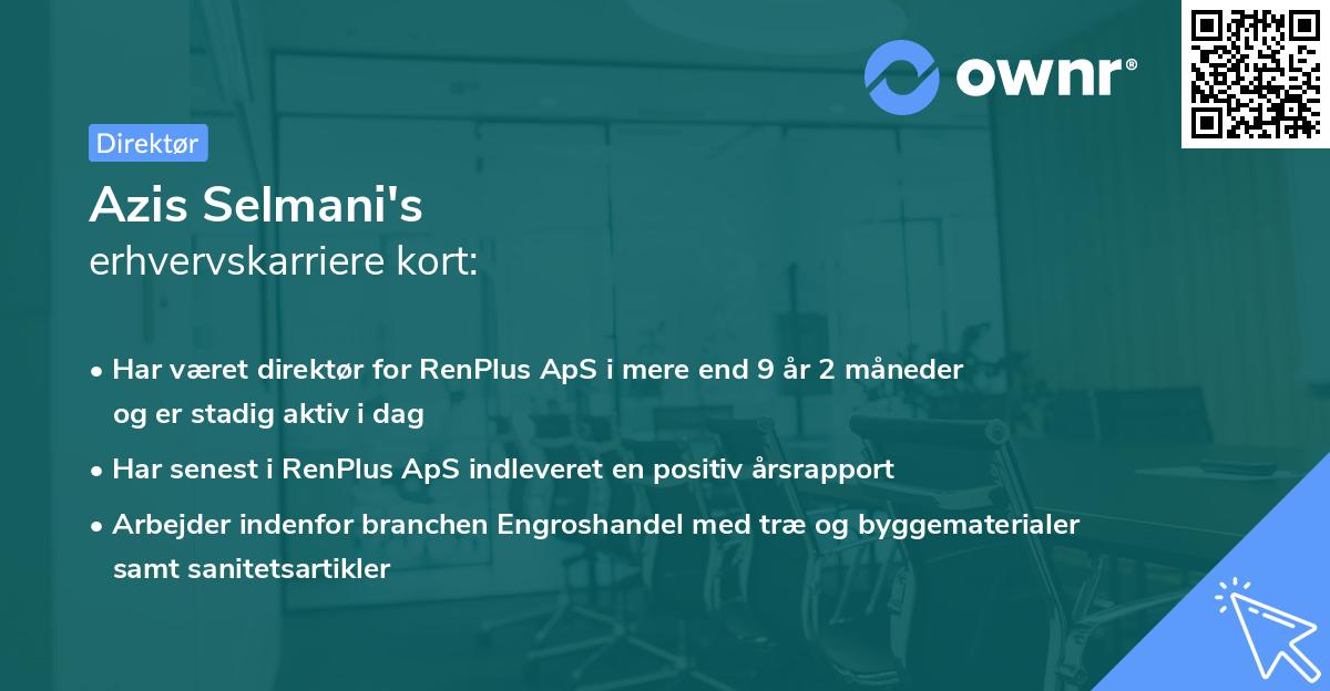 Azis Selmani's erhvervskarriere kort