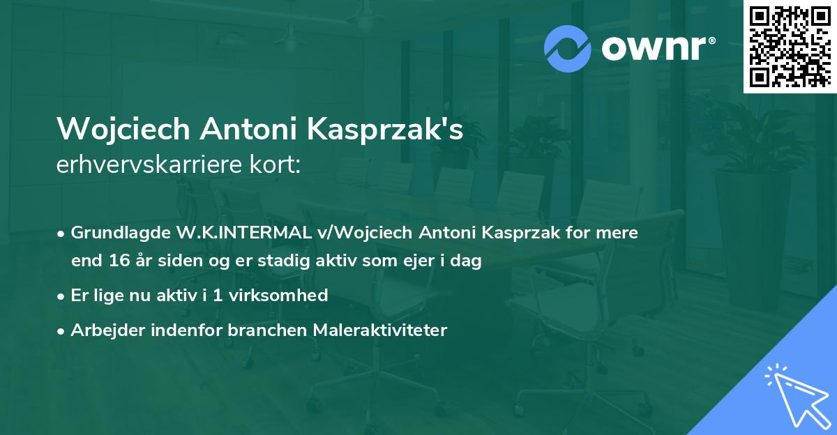 Wojciech Antoni Kasprzak's erhvervskarriere kort