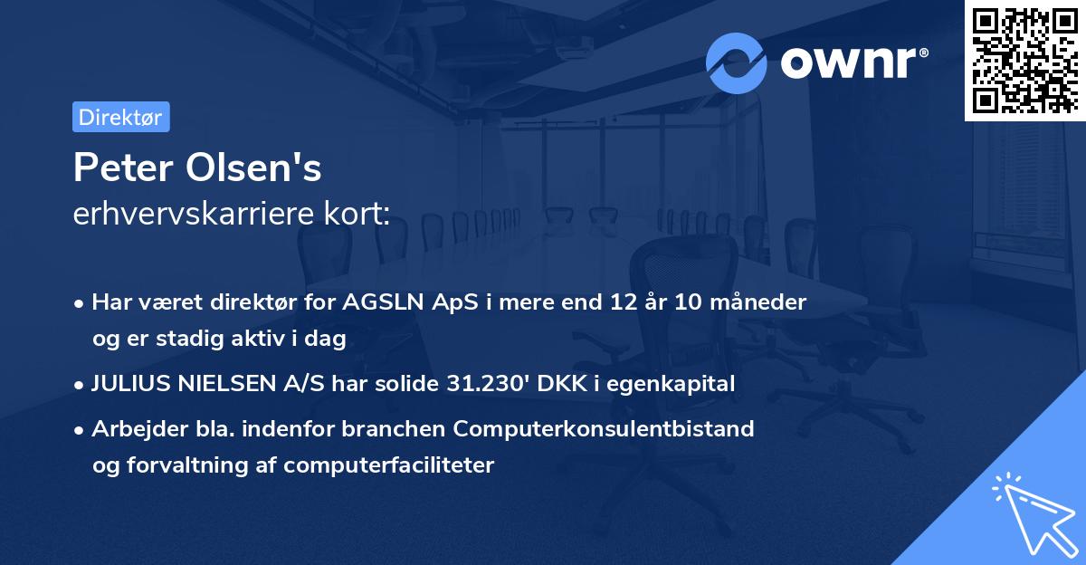 Peter Olsen's erhvervskarriere kort