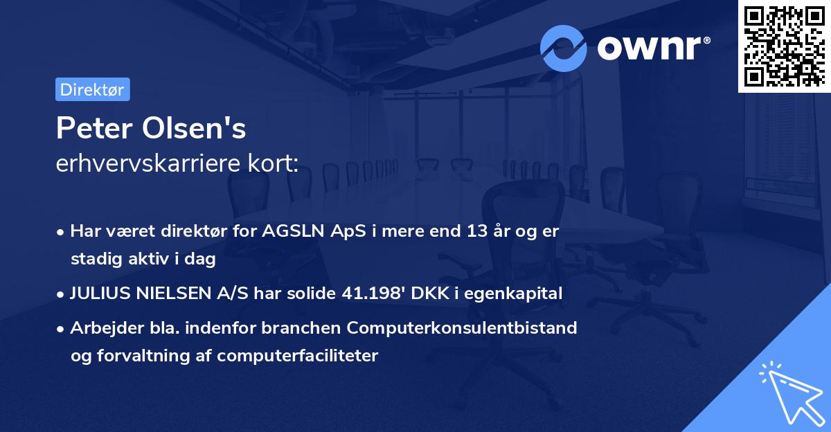 Peter Olsen's erhvervskarriere kort