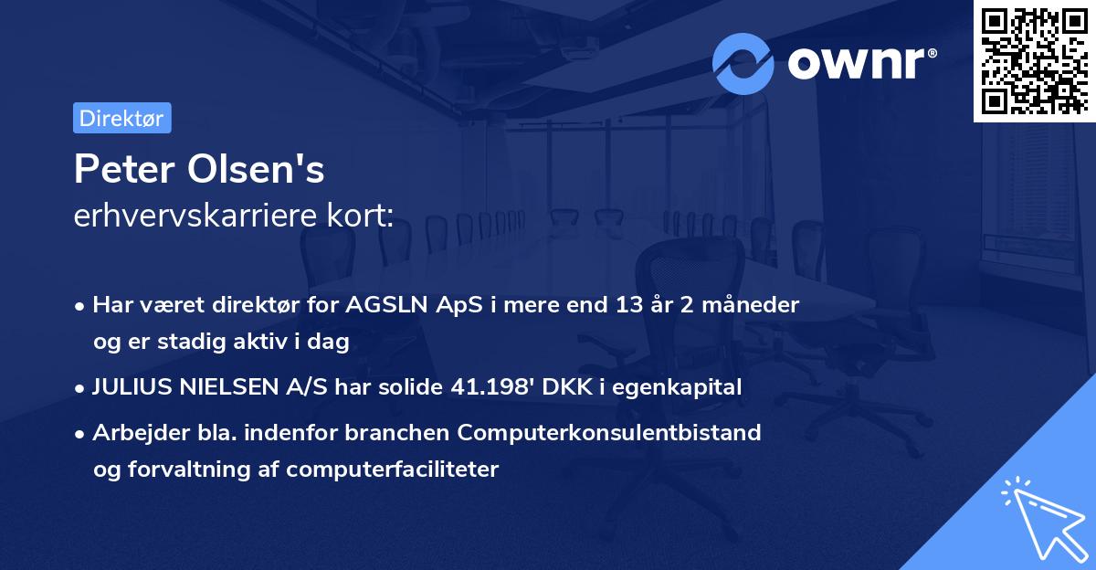 Peter Olsen's erhvervskarriere kort