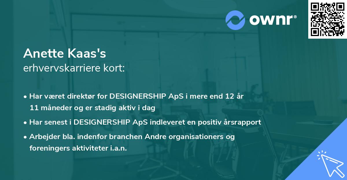 Anette Kaas's erhvervskarriere kort