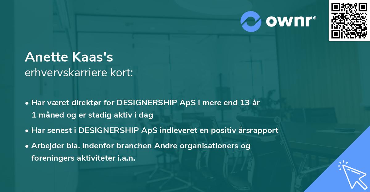 Anette Kaas's erhvervskarriere kort