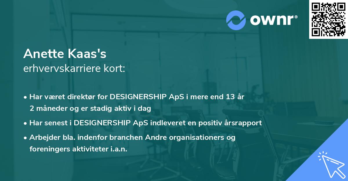 Anette Kaas's erhvervskarriere kort