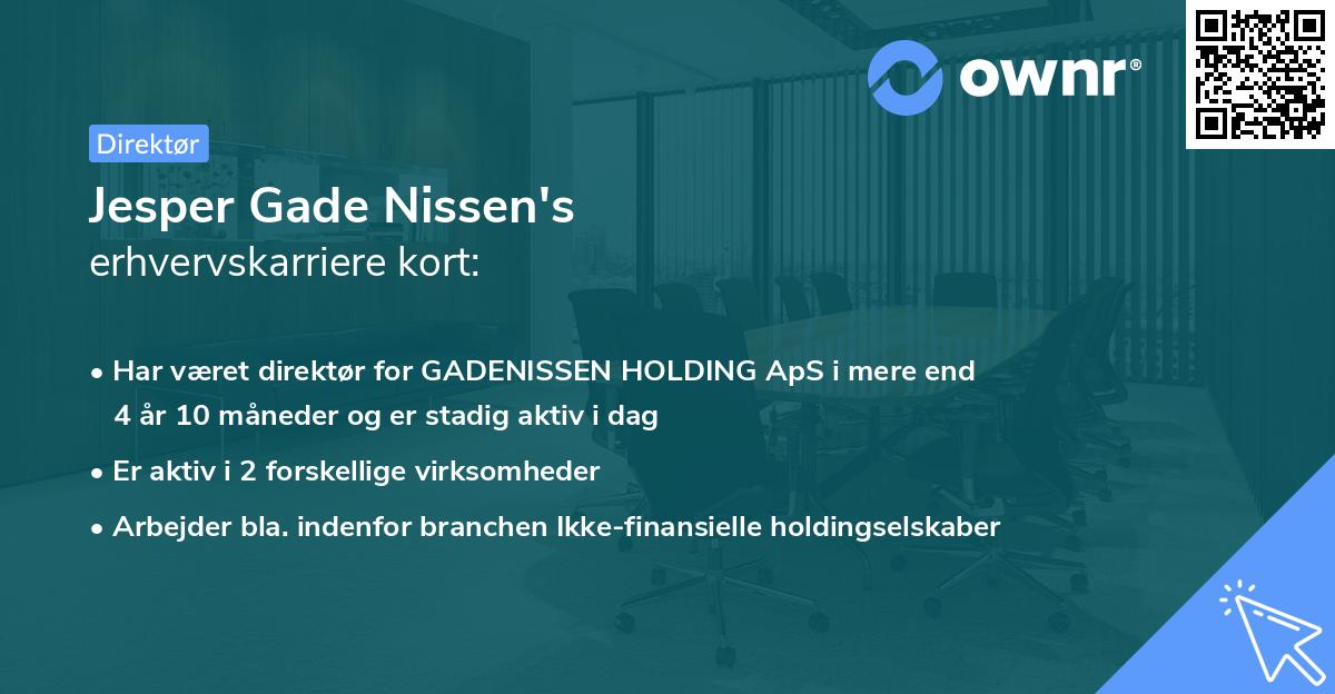 Jesper Gade Nissen's erhvervskarriere kort
