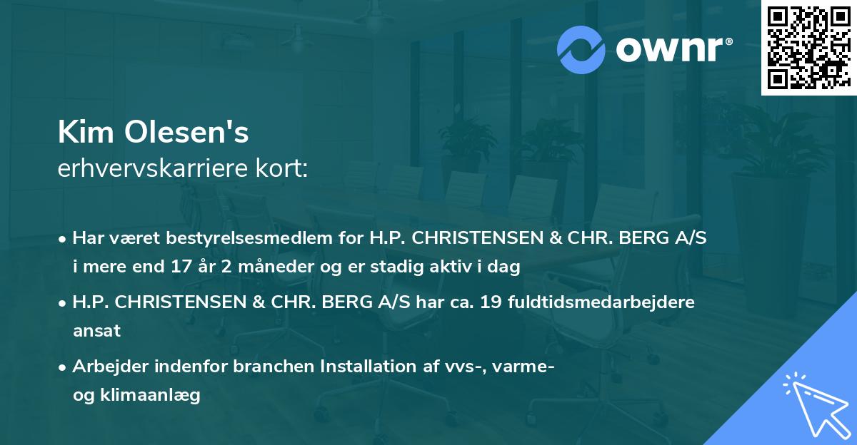Kim Olesen's erhvervskarriere kort