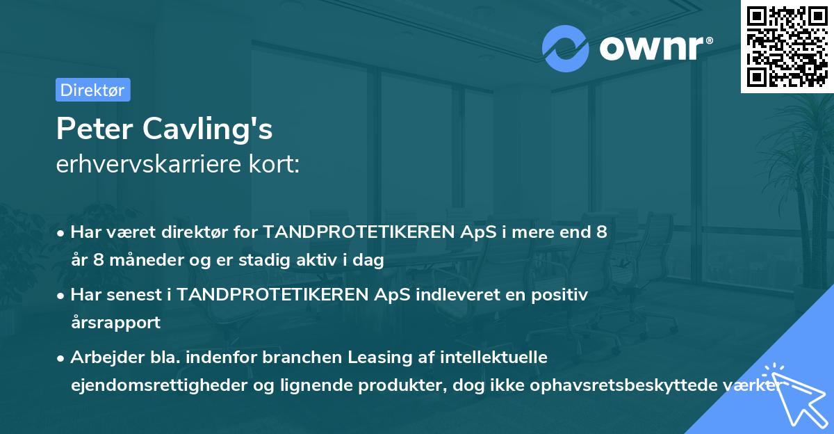 Peter Cavling's erhvervskarriere kort