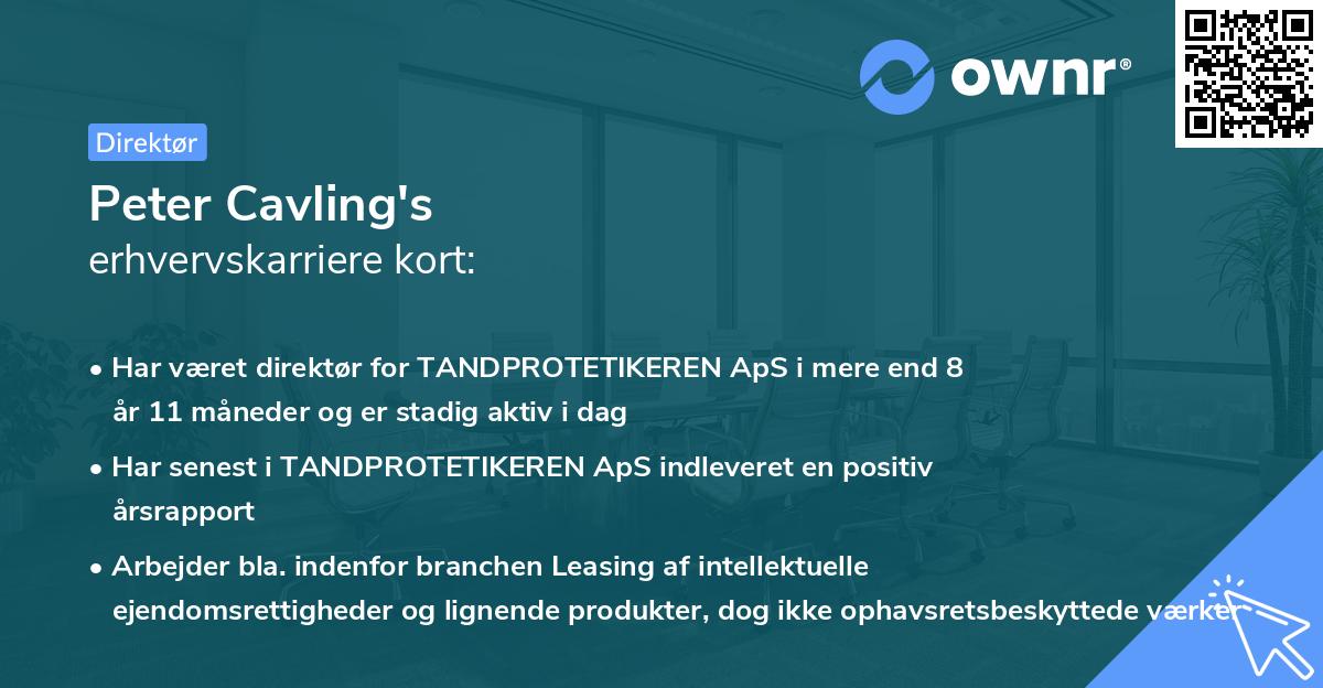Peter Cavling's erhvervskarriere kort