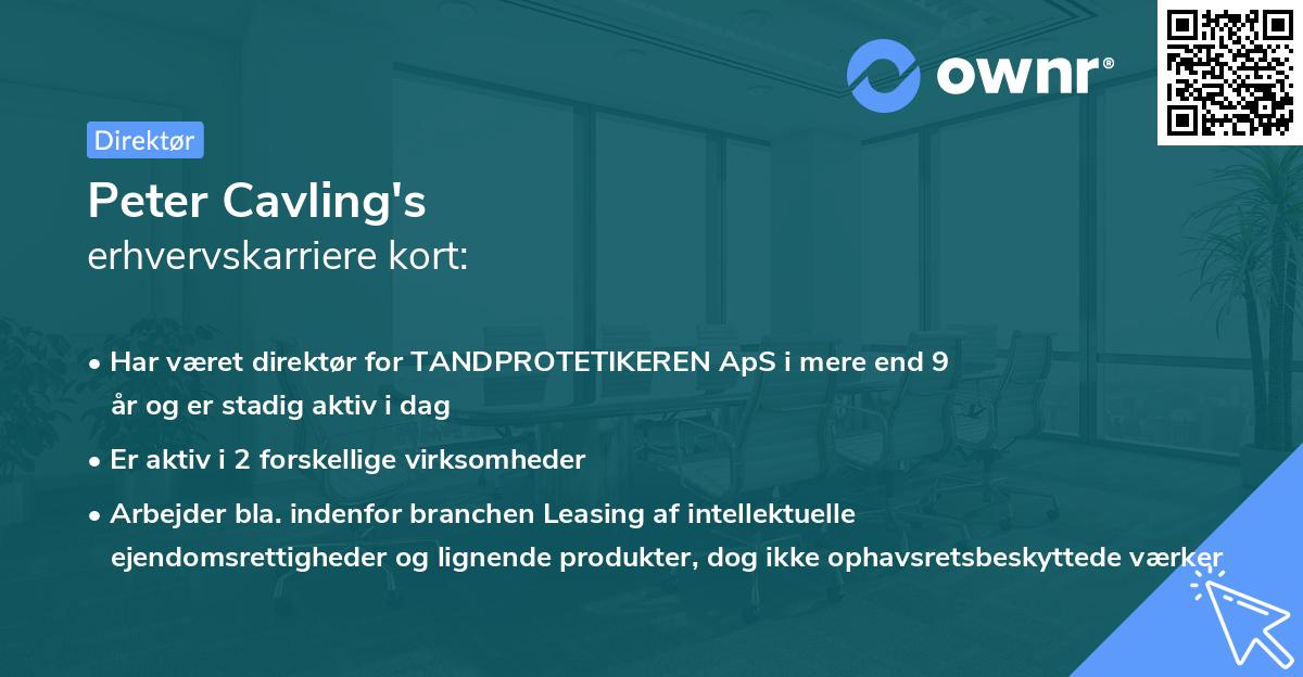 Peter Cavling's erhvervskarriere kort