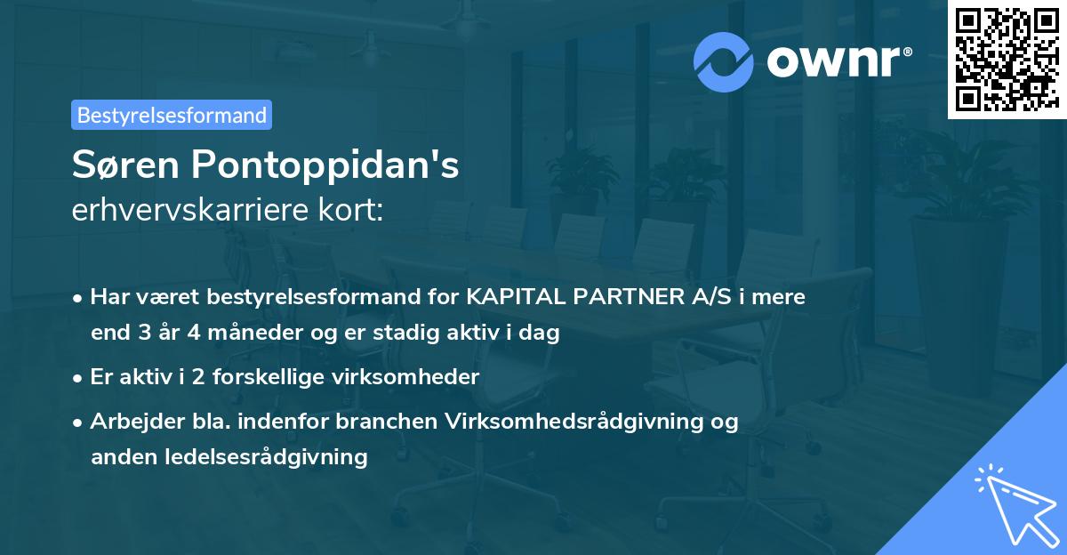 Søren Pontoppidan's erhvervskarriere kort