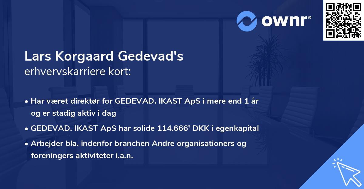 Lars Korgaard Gedevad's erhvervskarriere kort