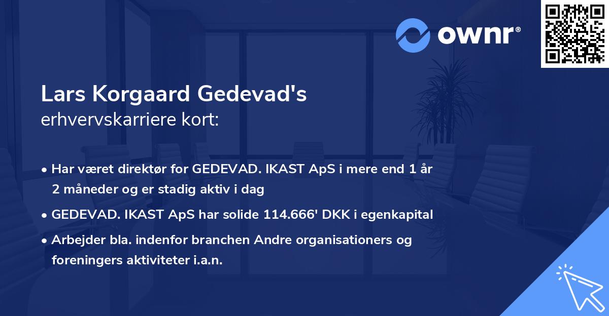 Lars Korgaard Gedevad's erhvervskarriere kort