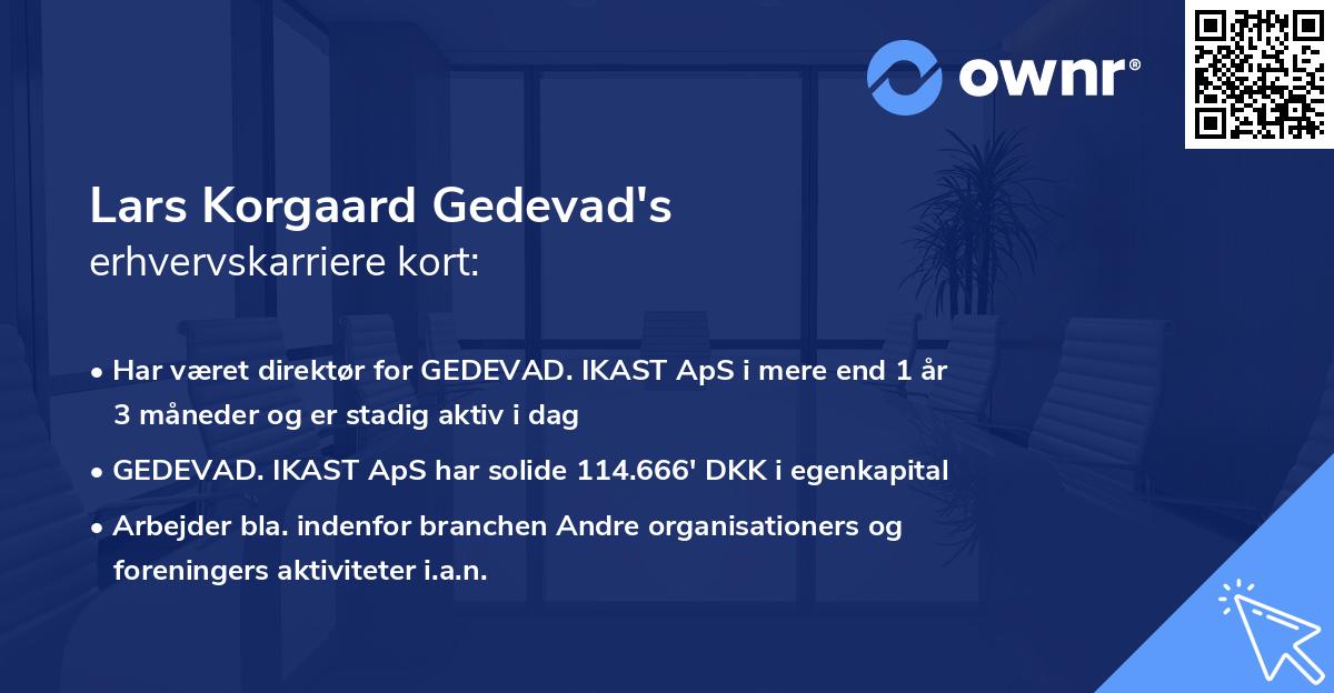 Lars Korgaard Gedevad's erhvervskarriere kort