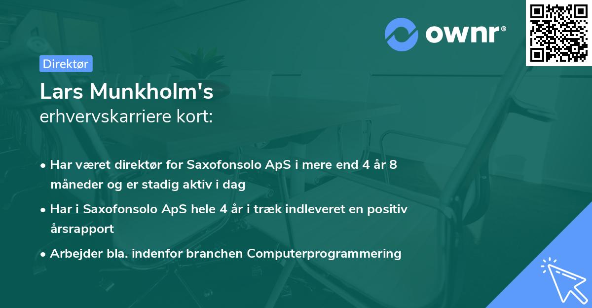 Lars Munkholm's erhvervskarriere kort