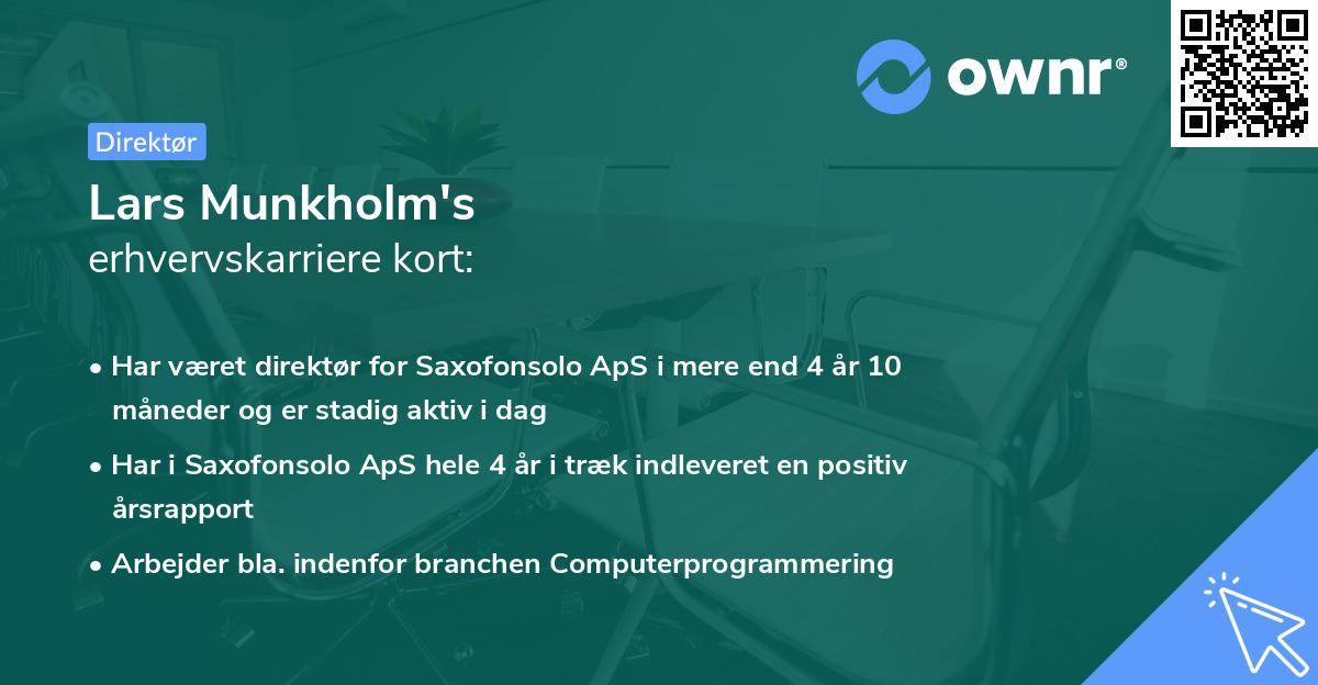 Lars Munkholm's erhvervskarriere kort