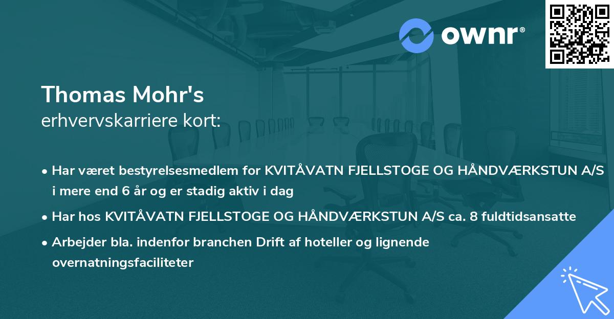 Thomas Mohr's erhvervskarriere kort
