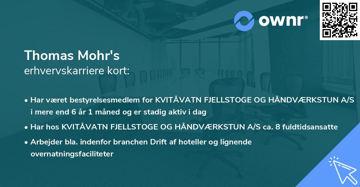 Thomas Mohr's erhvervskarriere kort