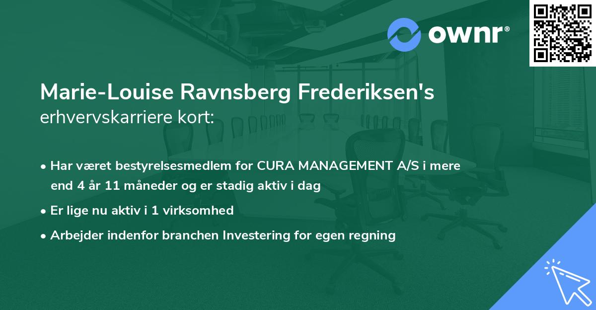 Marie-Louise Ravnsberg Frederiksen's erhvervskarriere kort