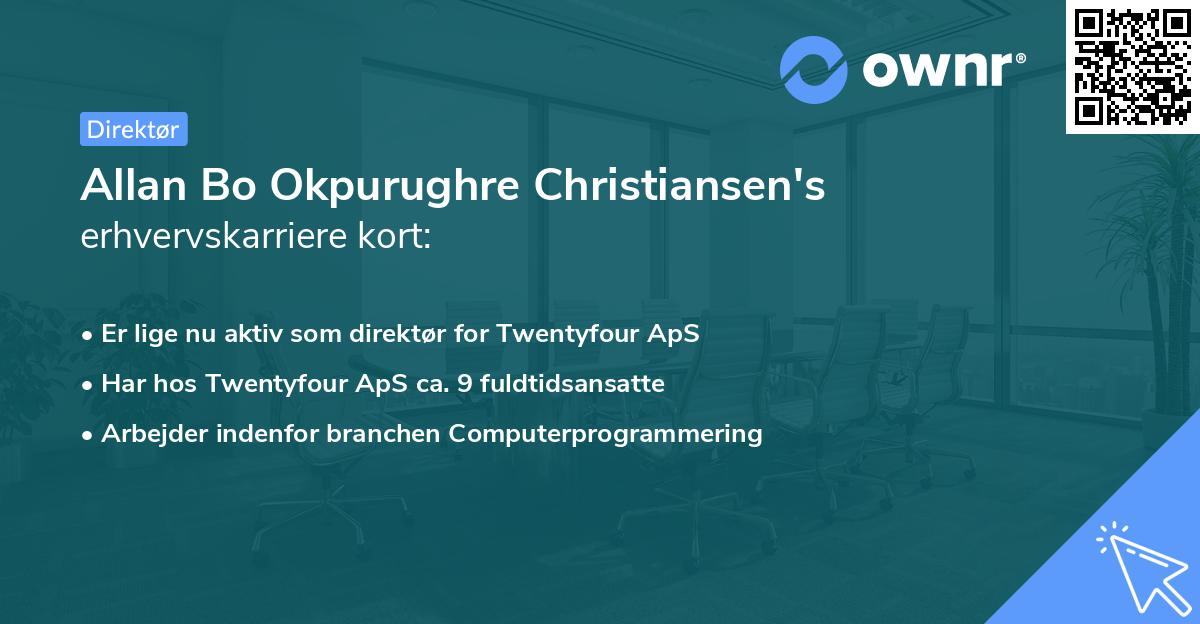Allan Bo Okpurughre Christiansen's erhvervskarriere kort
