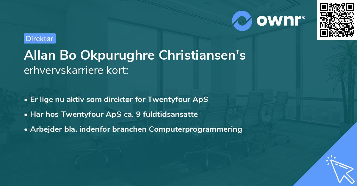 Allan Bo Okpurughre Christiansen's erhvervskarriere kort