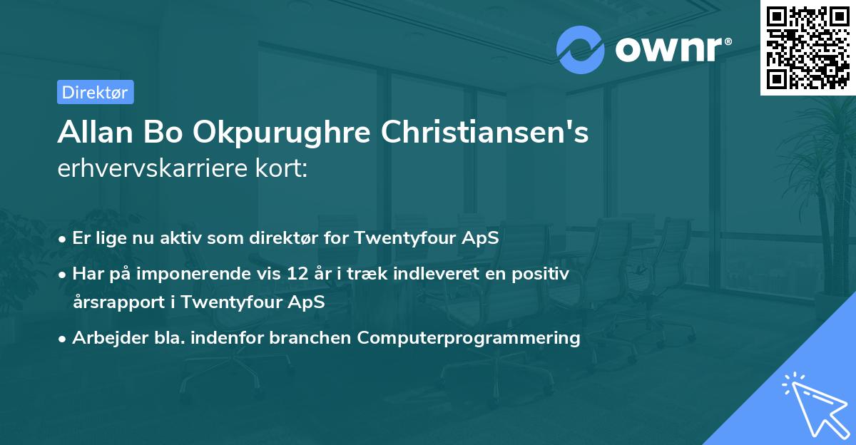 Allan Bo Okpurughre Christiansen's erhvervskarriere kort