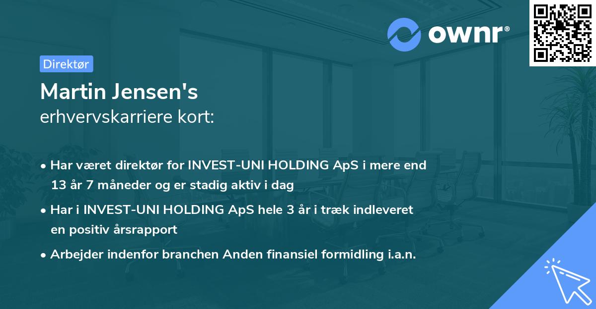 Martin Jensen's erhvervskarriere kort