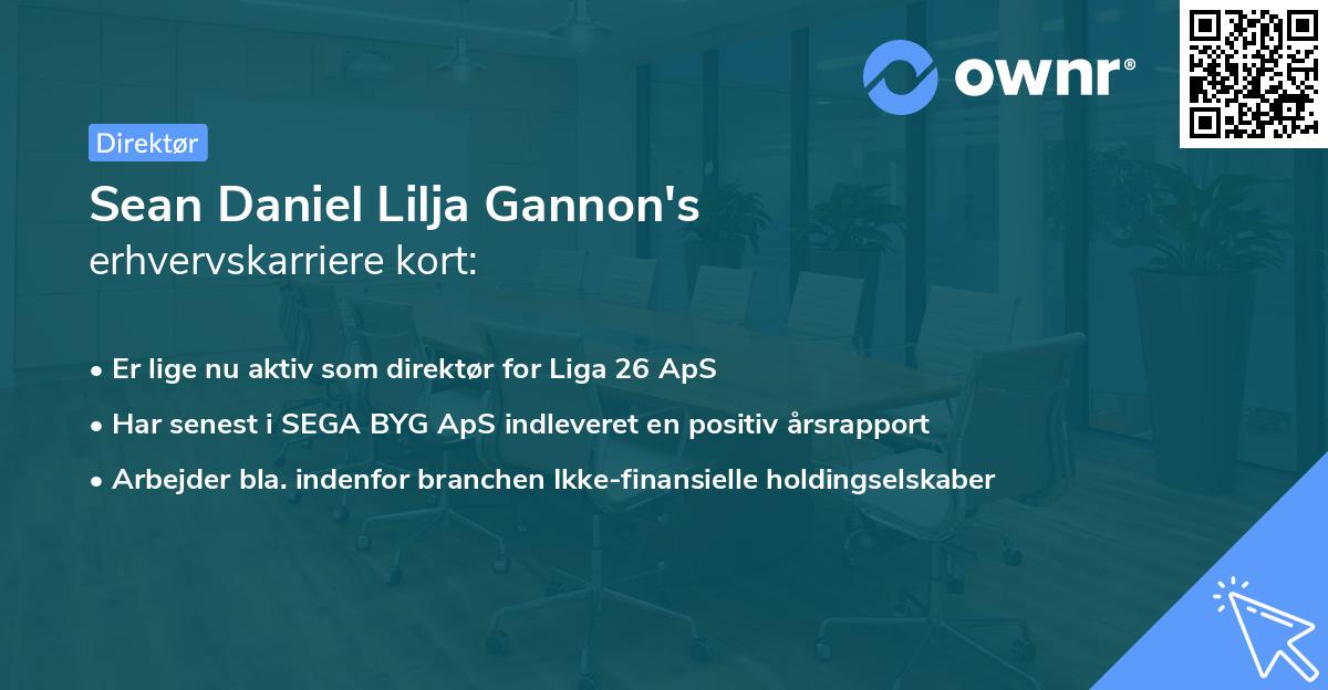Sean Daniel Lilja Gannon's erhvervskarriere kort