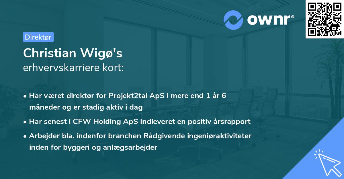 Christian Wigø's erhvervskarriere kort