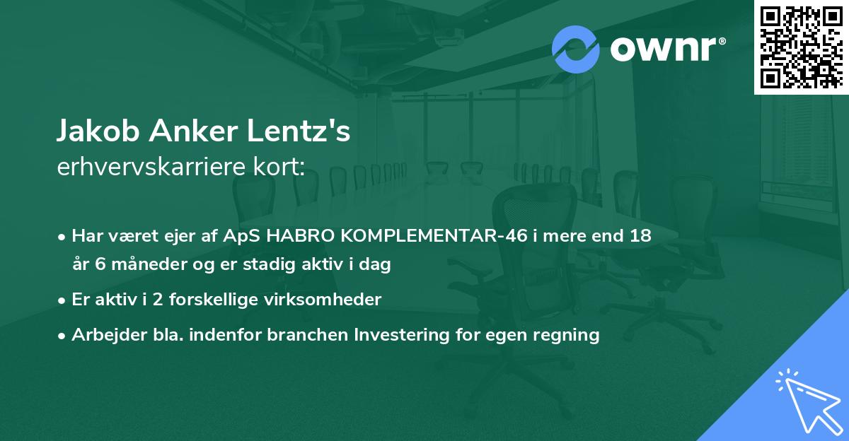 Jakob Anker Lentz's erhvervskarriere kort