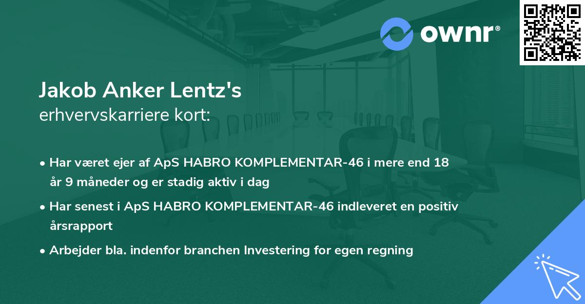 Jakob Anker Lentz's erhvervskarriere kort