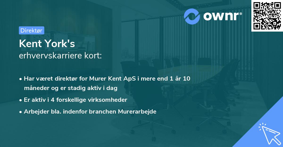 Kent York's erhvervskarriere kort
