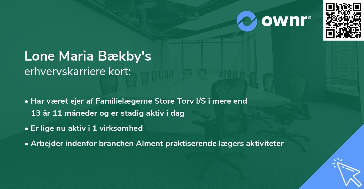 Lone Maria Bækby's erhvervskarriere kort