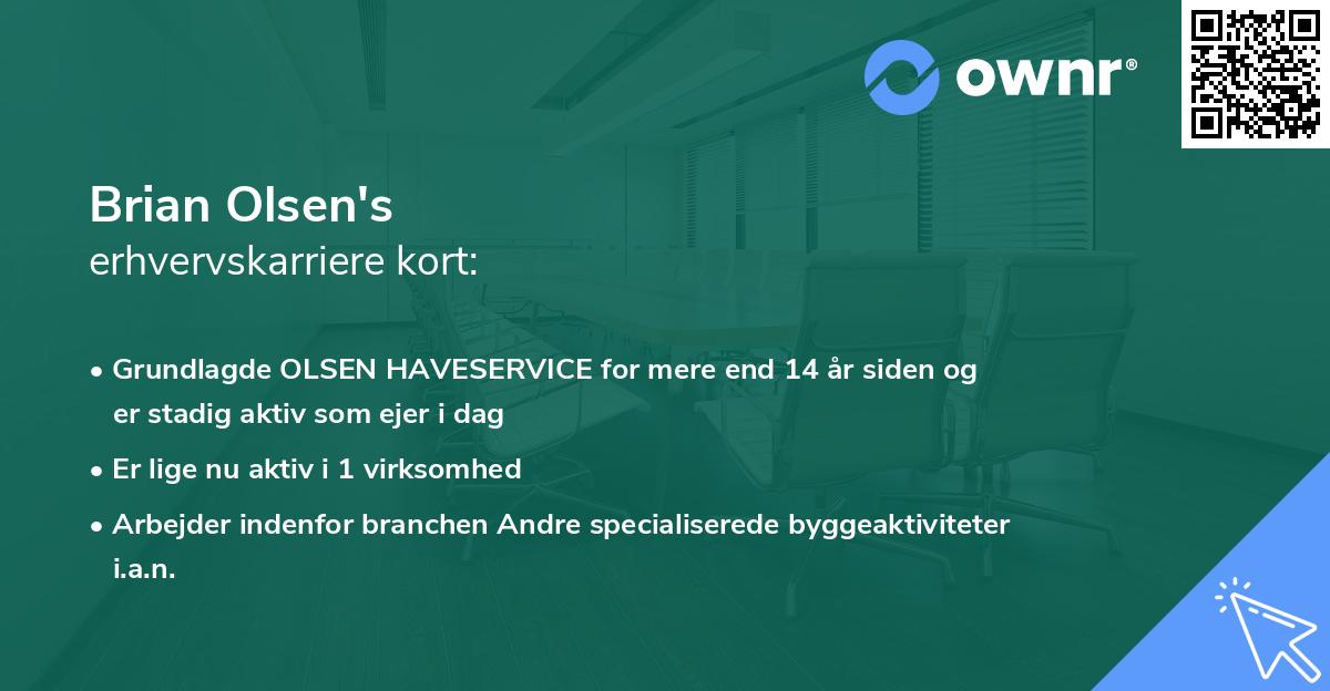 Brian Olsen's erhvervskarriere kort
