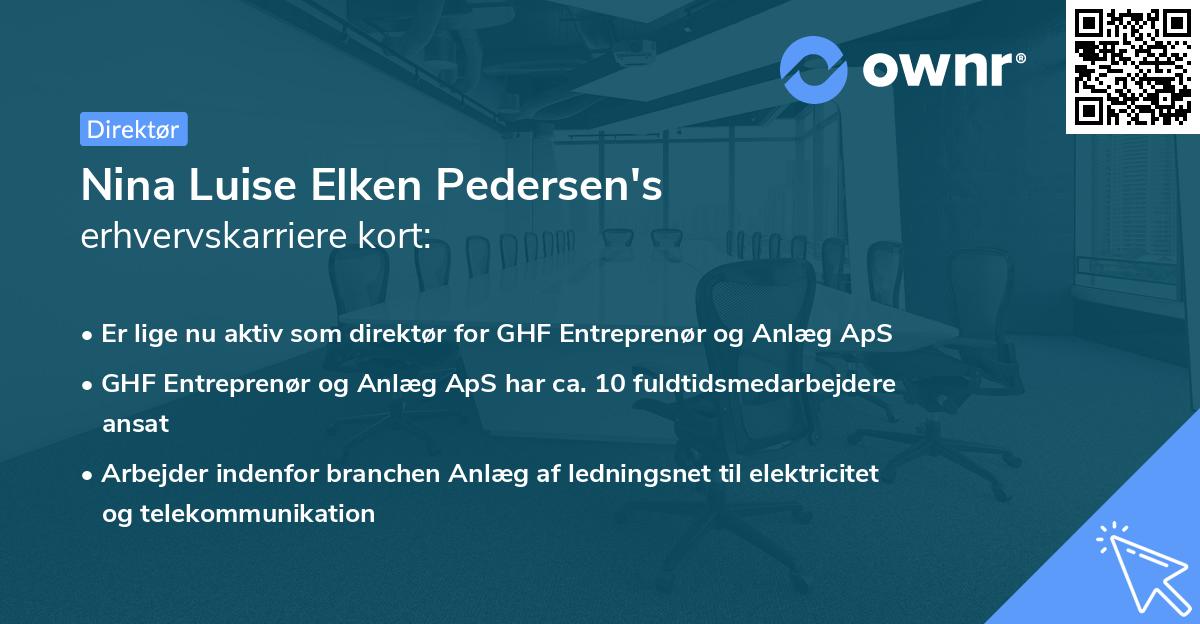 Nina Luise Elken Pedersen's erhvervskarriere kort
