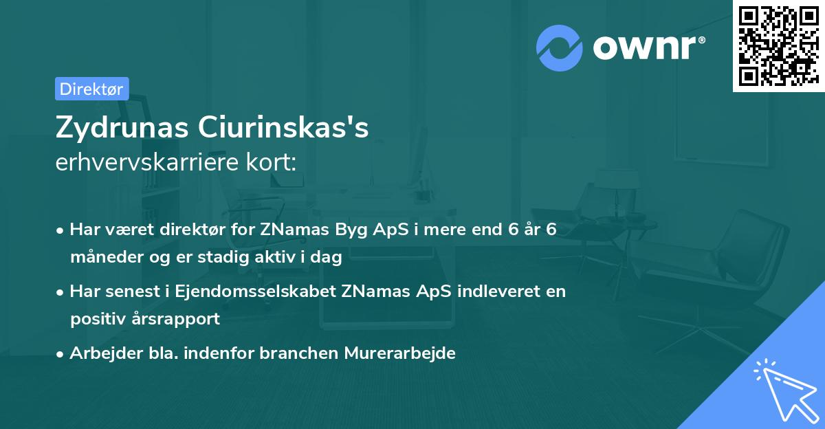 Zydrunas Ciurinskas's erhvervskarriere kort