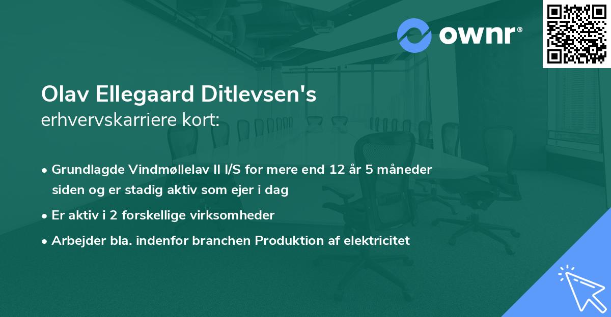 Olav Ellegaard Ditlevsen's erhvervskarriere kort