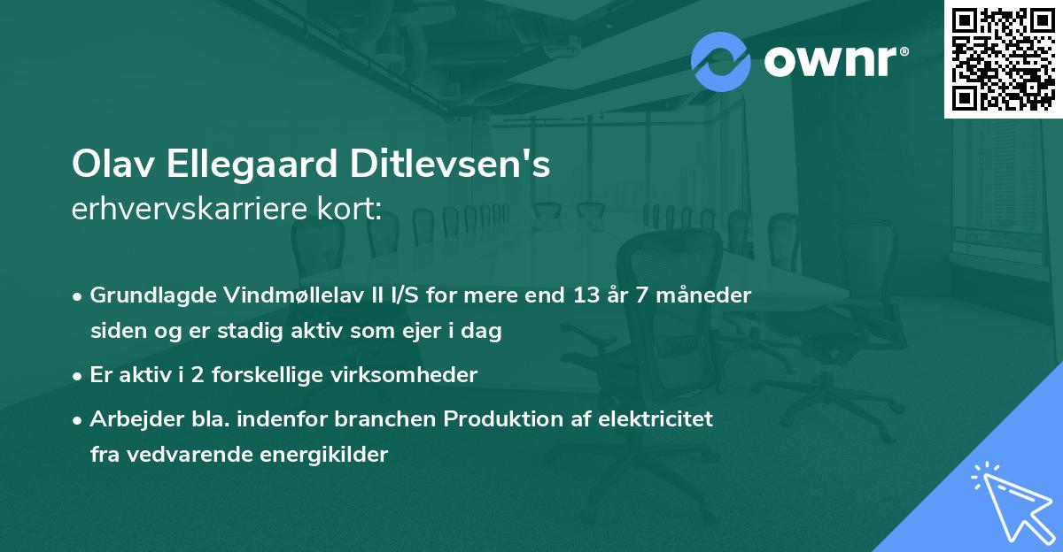 Olav Ellegaard Ditlevsen's erhvervskarriere kort