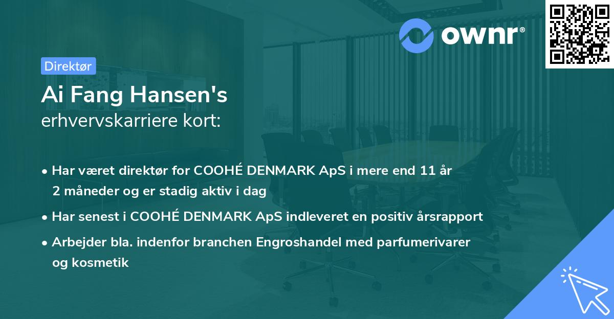 Ai Fang Hansen's erhvervskarriere kort