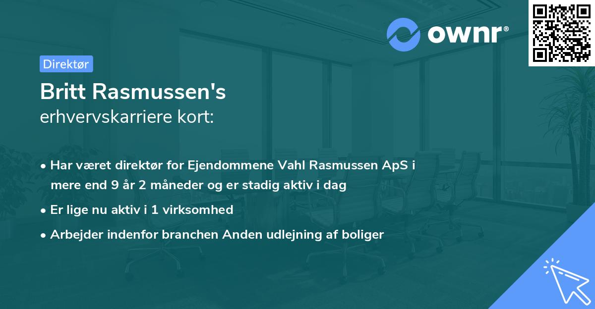 Britt Rasmussen's erhvervskarriere kort