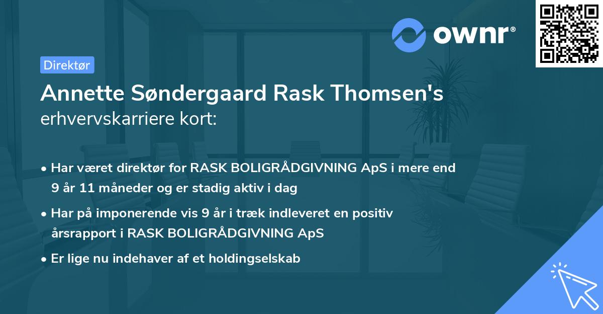Annette Søndergaard Rask Thomsen's erhvervskarriere kort