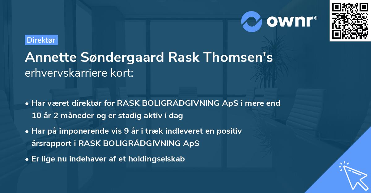 Annette Søndergaard Rask Thomsen's erhvervskarriere kort