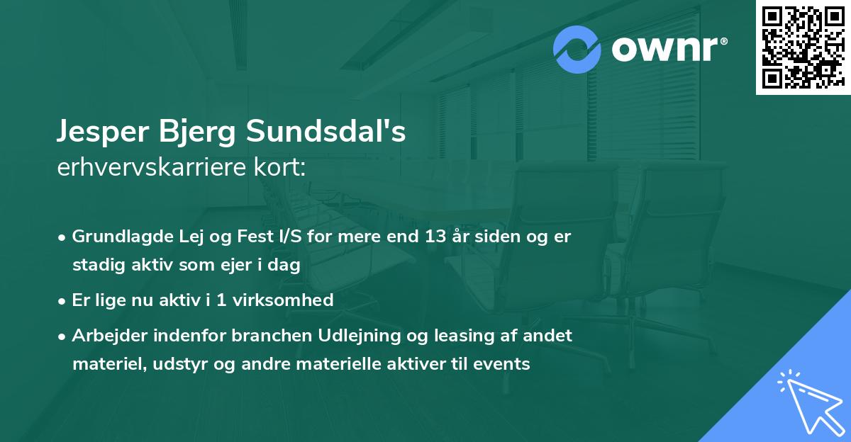 Jesper Bjerg Sundsdal's erhvervskarriere kort
