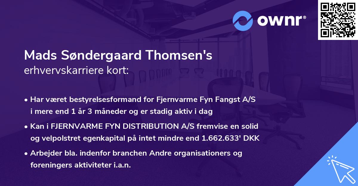 Mads Søndergaard Thomsen's erhvervskarriere kort