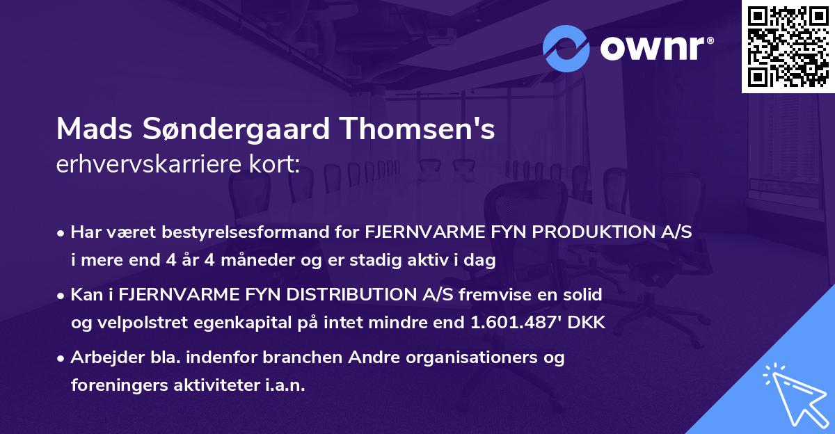 Mads Søndergaard Thomsen's erhvervskarriere kort