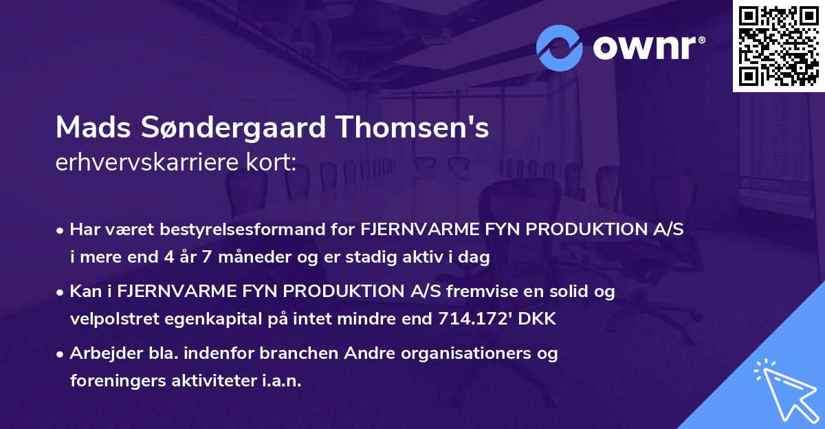 Mads Søndergaard Thomsen's erhvervskarriere kort