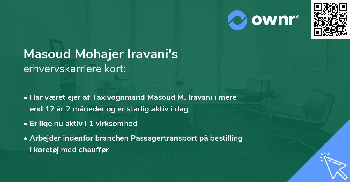 Masoud Mohajer Iravani's erhvervskarriere kort