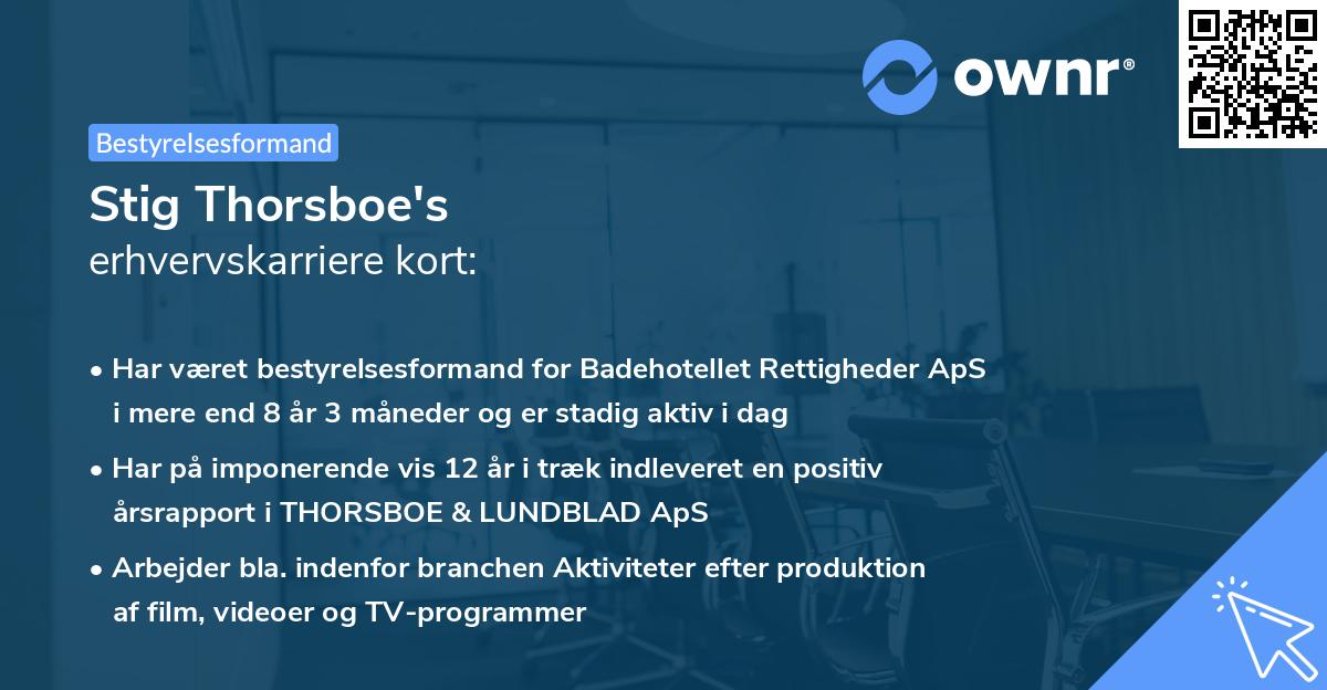 Stig Thorsboe's erhvervskarriere kort